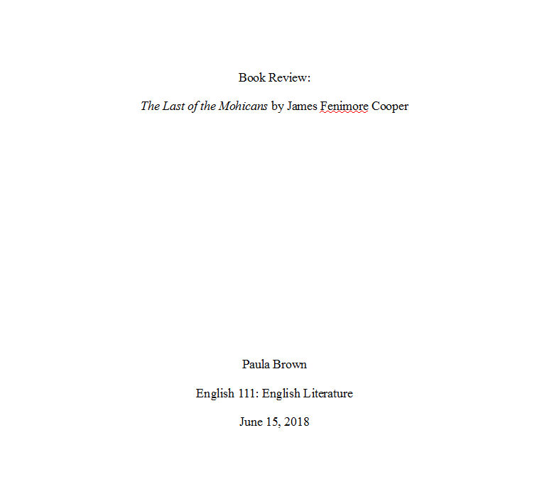 literature review title page example